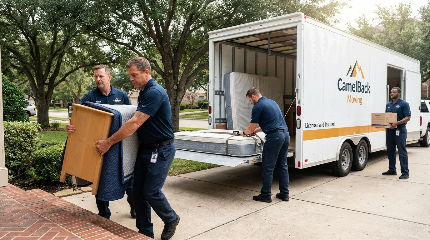 Crew loading residential truck for cross-state move from York, PA