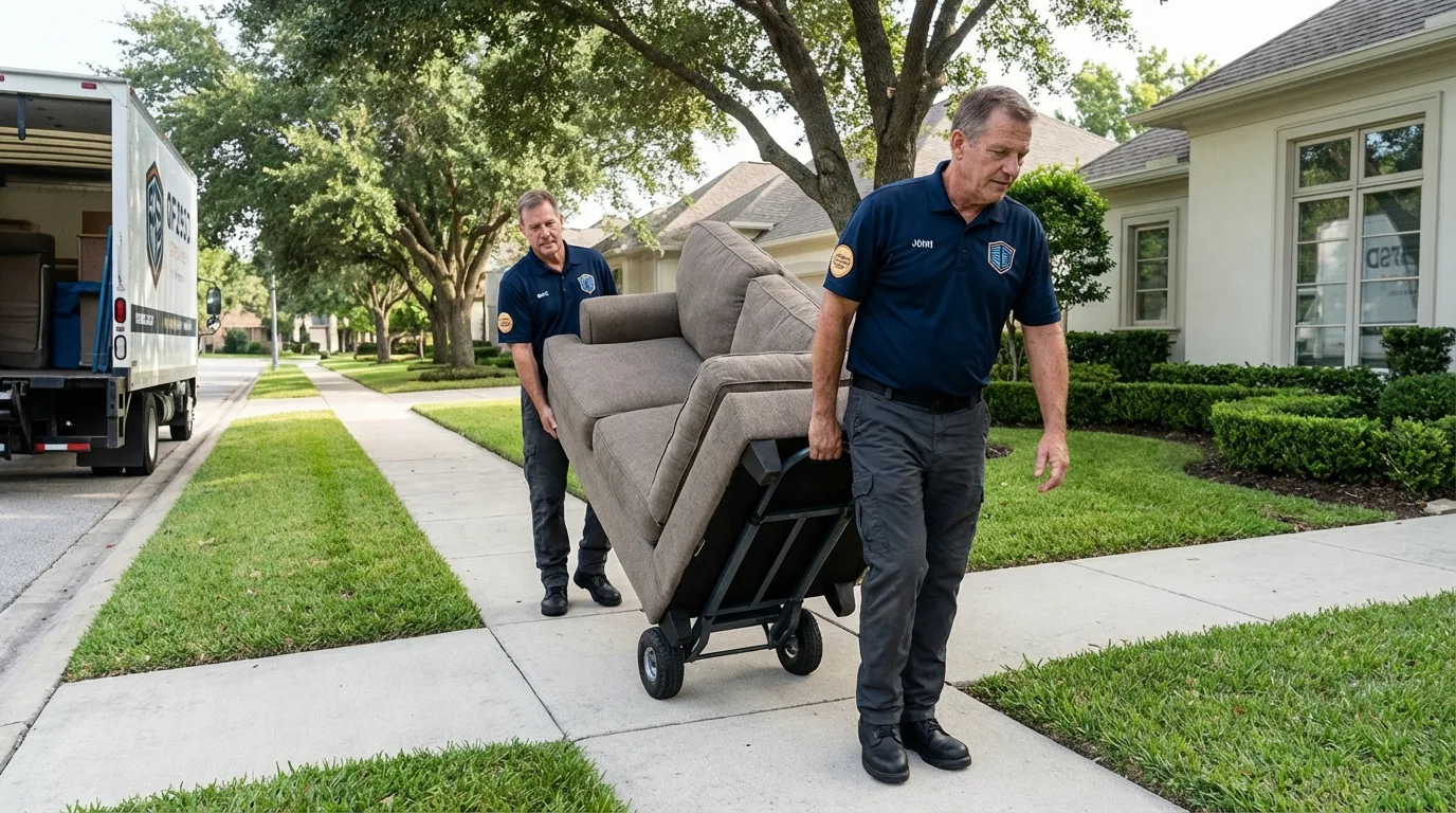 Local residential moving crew loading furniture in York, PA