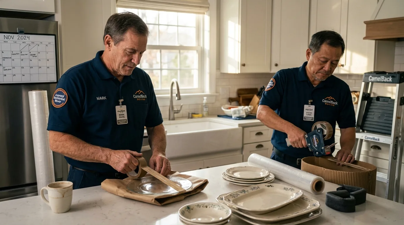 Professional crew packing kitchen dishware in York, PA